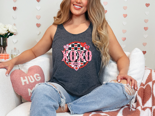 XOXO Checkered Circle DTF TRANSFER