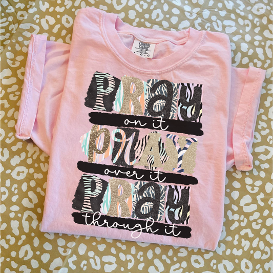 Pray On It Over It Through It Wild Stripes DTF TRANSFER
