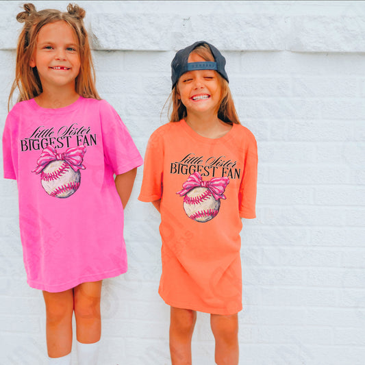 Little Sister Biggest Fan Pink Watercolor DTF TRANSFER