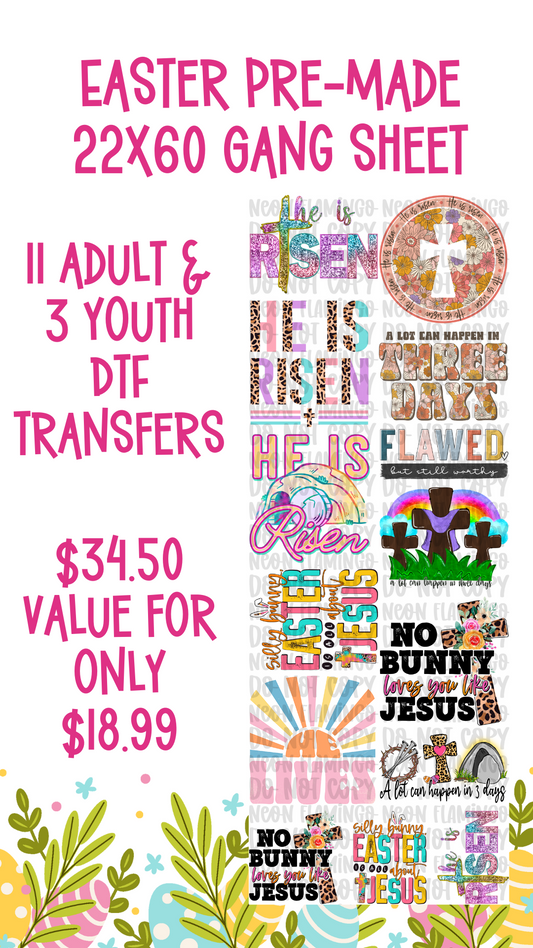 Easter (Faith-Based) Pre-Made Gang Sheet - 22x60