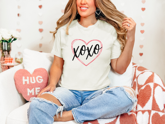 XOXO In Red Heart DTF TRANSFER