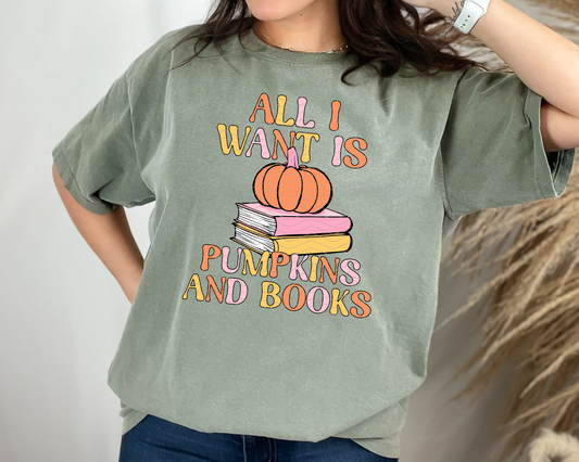 All I Want Is Pumpkins and Books DTF TRANSFER