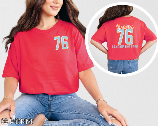America Land of the Free back + pocket DTF TRANSFER