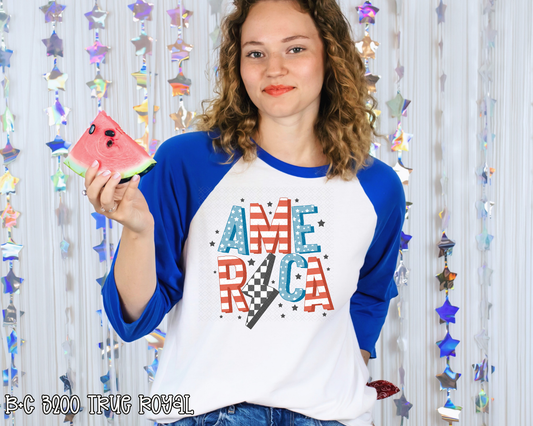 America Lightning Checkered DTF TRANSFER