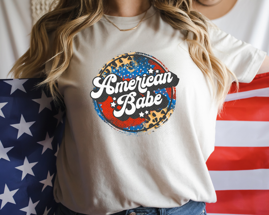 American Babe Grunge Circle Leopard DTF TRANSFER