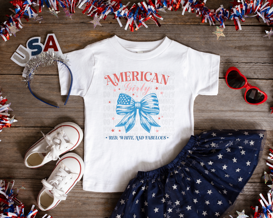 American Girly Red White & Fabulous DTF TRANSFER