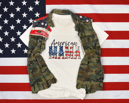 American Mama Grunge Flag DTF TRANSFER