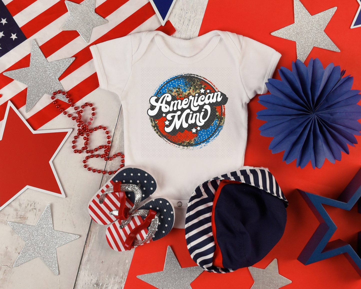 American Mini Grunge Circle Camo DTF TRANSFER