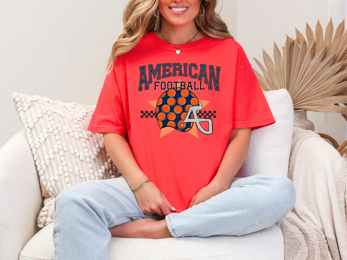American Football Blue Orange DTF TRANSFER