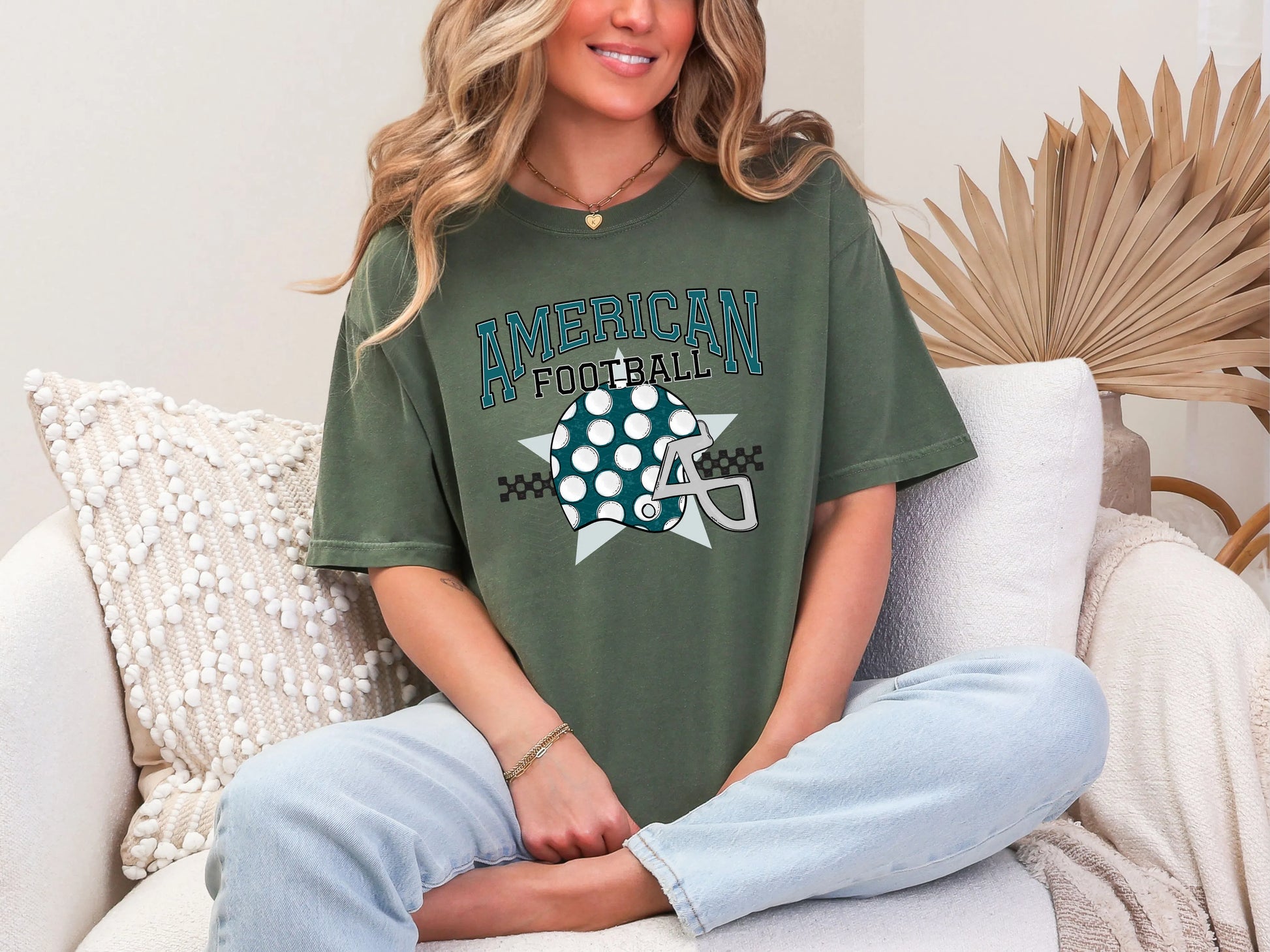 American Football Dark Green White DTF TRANSFER
