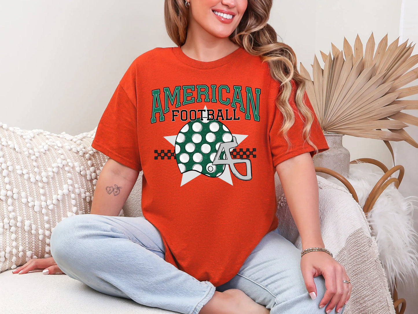 American Football Green White DTF TRANSFER
