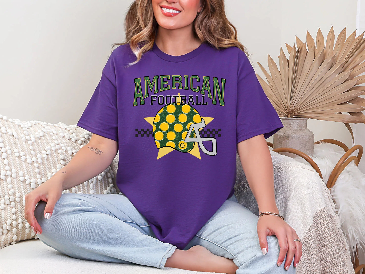 American Football Green Yellow DTF TRANSFER