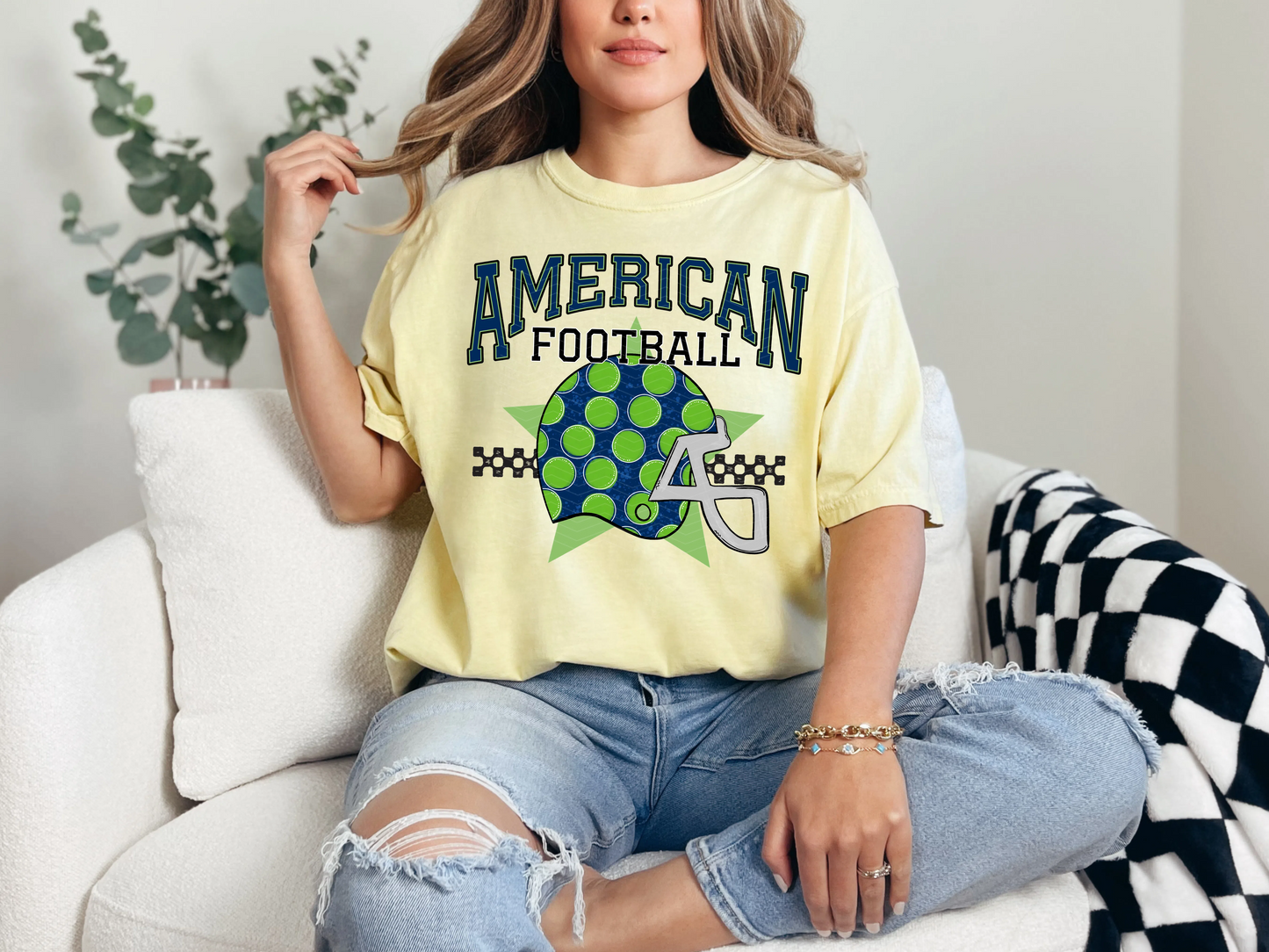 American Football Navy Green DTF TRANSFER
