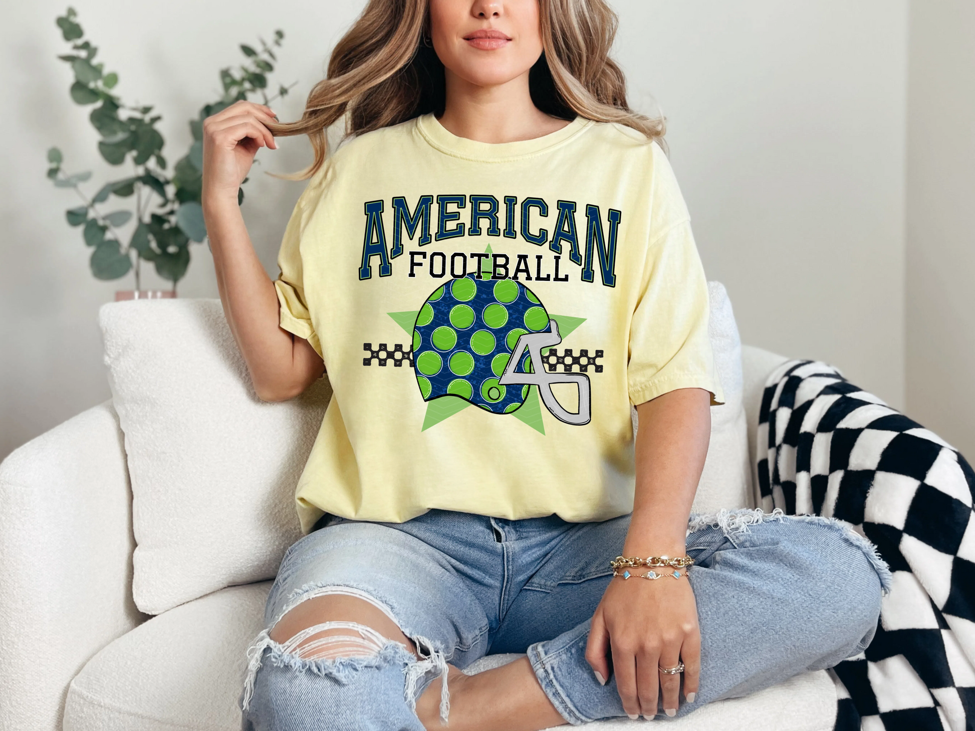 American Football Navy Green DTF TRANSFER