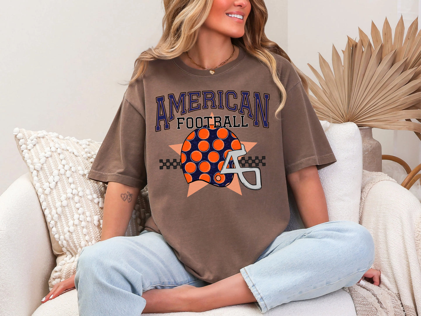 American Football Navy Orange DTF TRANSFER