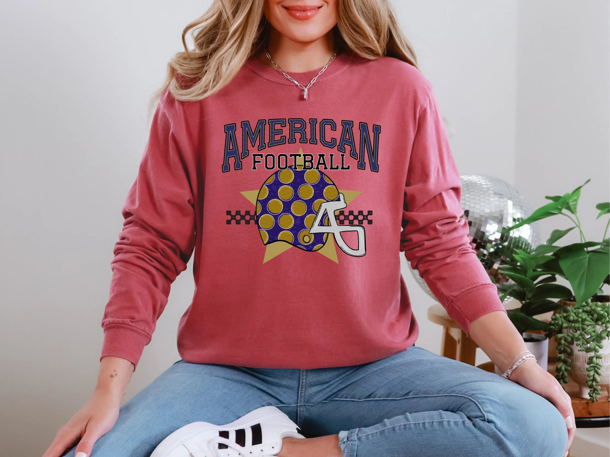 American Football Navy Vegas Gold DTF TRANSFER