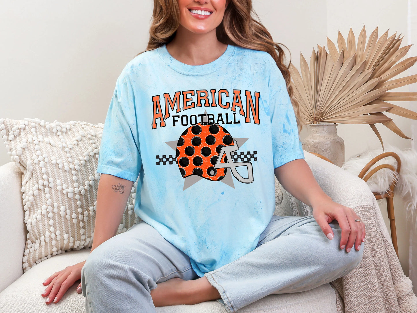 American Football Orange Black DTF TRANSFER