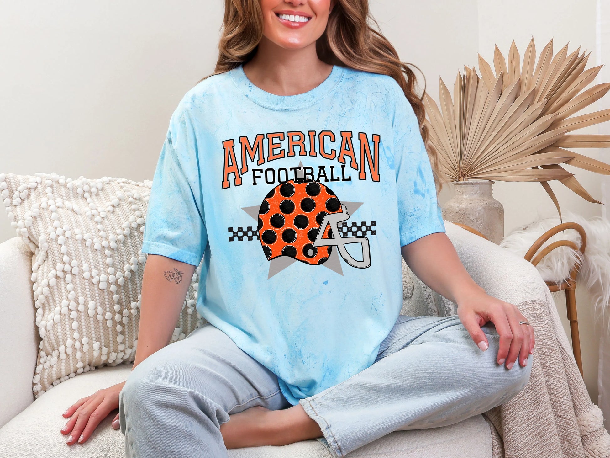 American Football Orange Black DTF TRANSFER