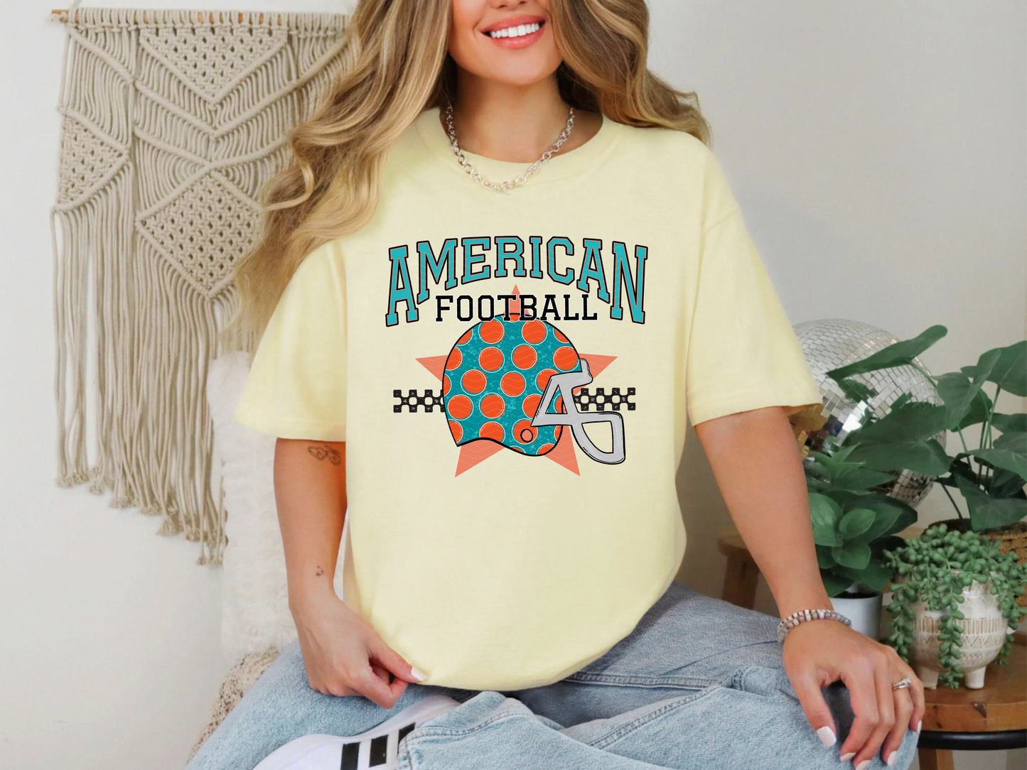 American Football Orange Teal DTF TRANSFER