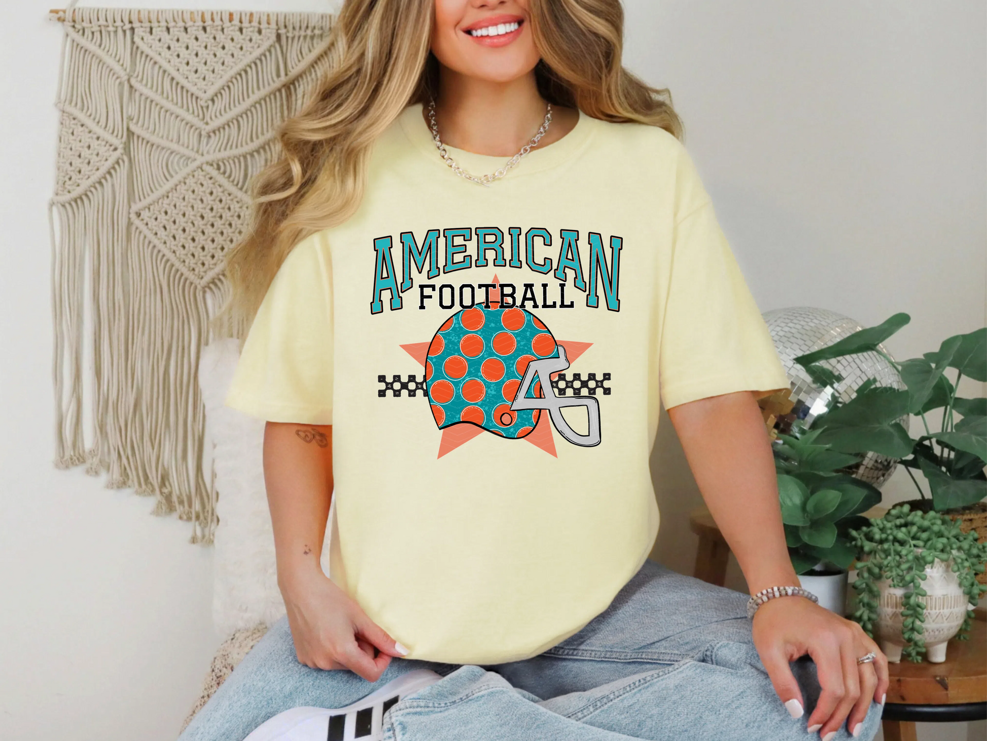 American Football Orange Teal DTF TRANSFER