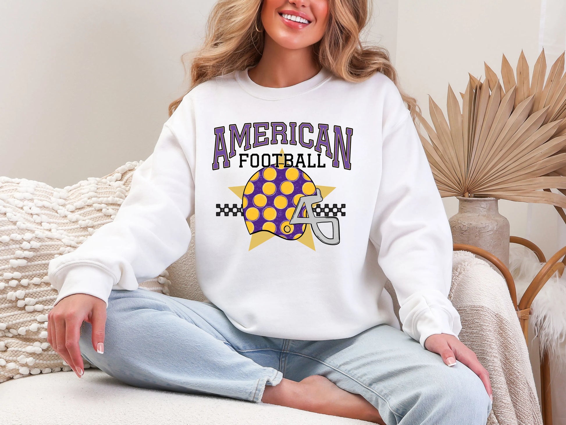 American Football Purple Yellow DTF TRANSFER