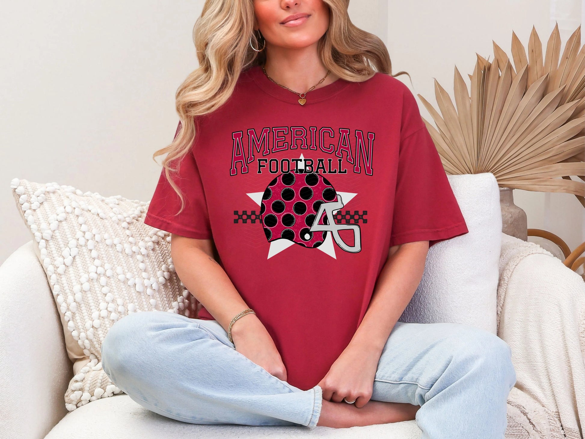 American Football Red Black Grey DTF TRANSFER