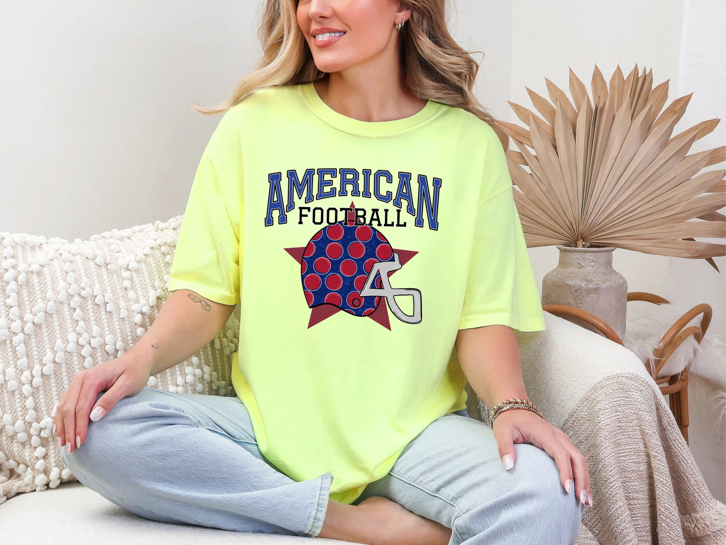 American Football Royal Red White DTF TRANSFER