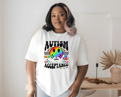 Autism Acceptance Smiley Rainbow DTF TRANSFER