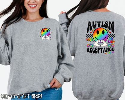 Autism Acceptance Smiley Rainbow DTF TRANSFER