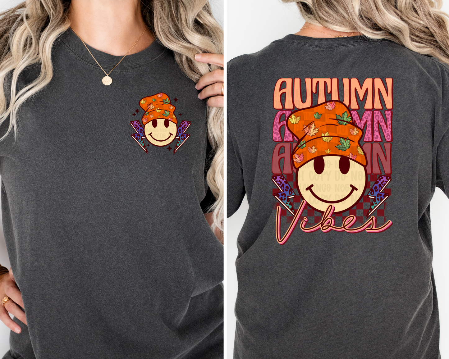 Autumn Vibes Smiley with pocket 1 DTF TRANSFER