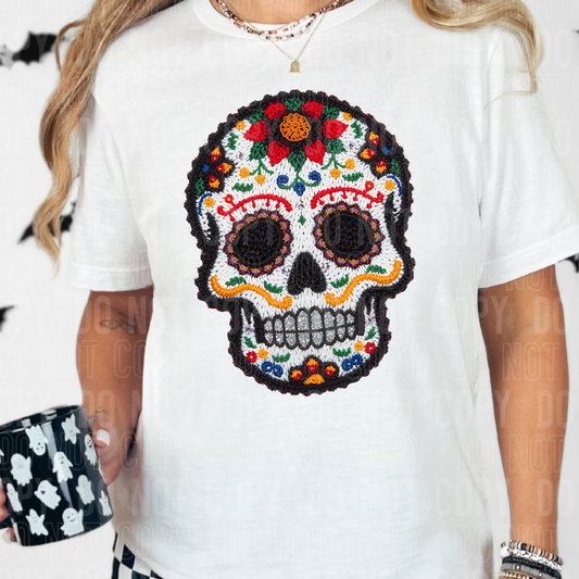 Sugar Skull Faux Yarn DTF TRANSFER