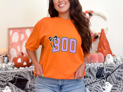 BOO Plaid Purple Green w' Ribbon DTF TRANSFER