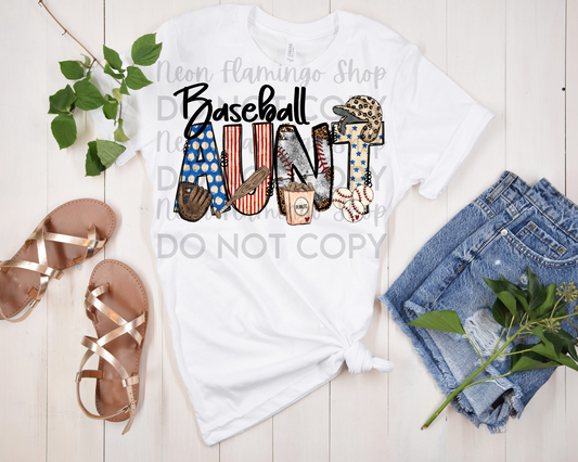 Baseball Aunt Grunge DTF TRANSFER