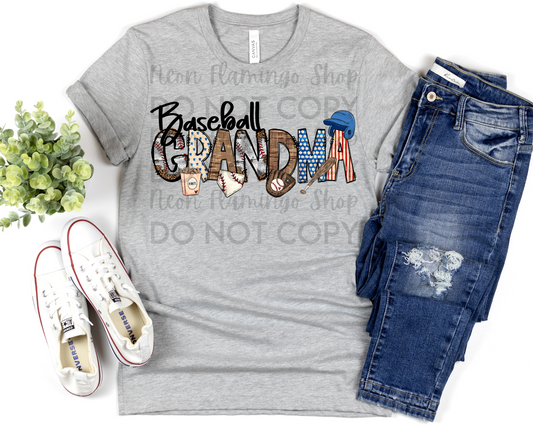 Baseball Grandma Grunge DTF TRANSFER
