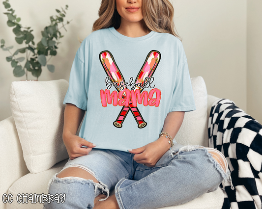 Baseball Mama Brushstroke Bats DTF TRANSFER