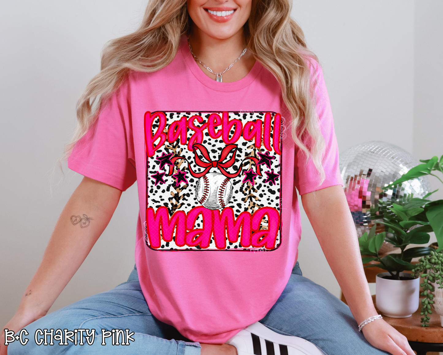 Baseball Mama Dot background DTF TRANSFER
