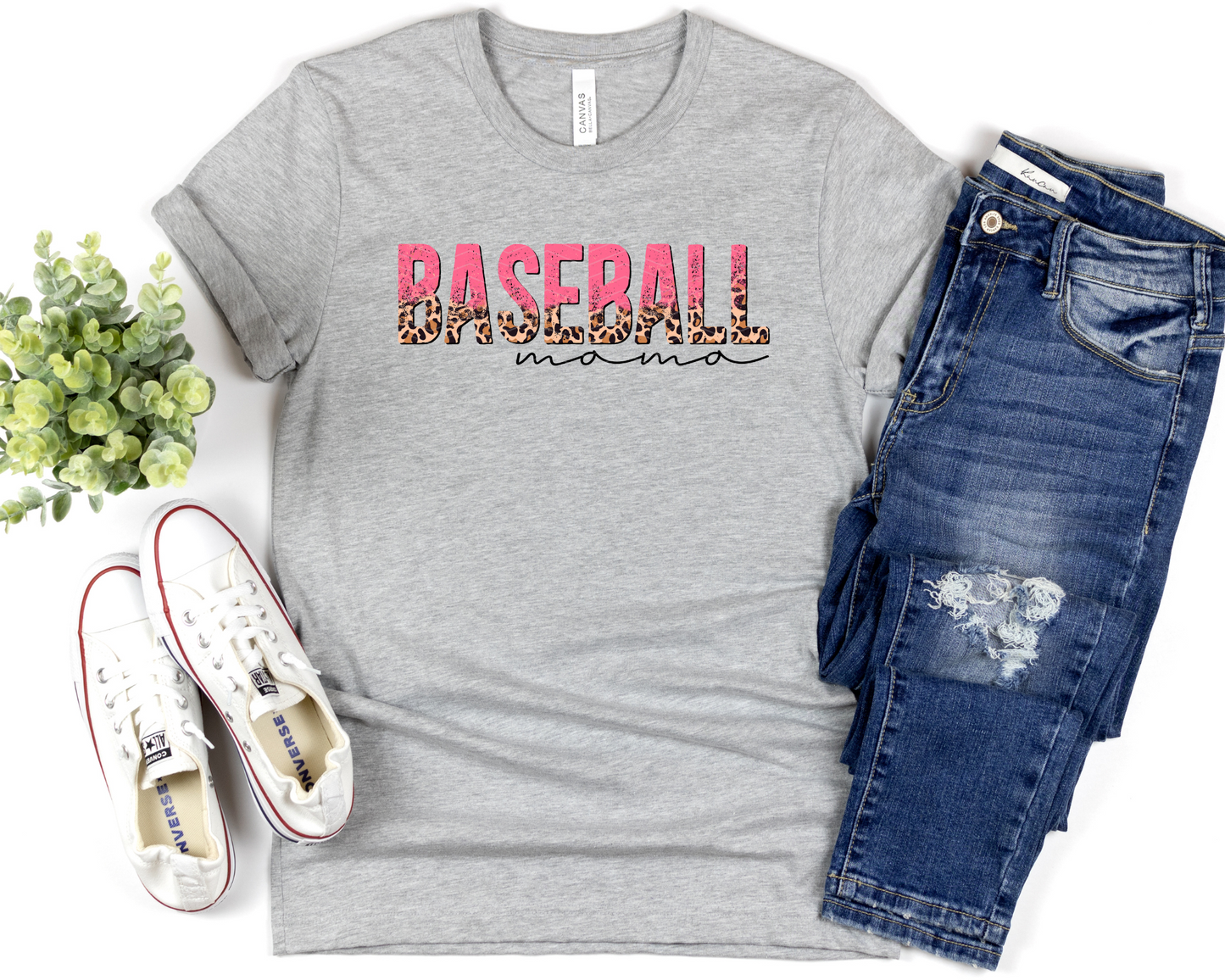 Baseball Mama Half Leopard