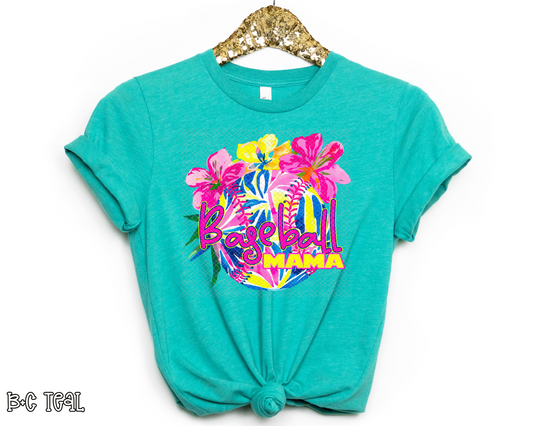 Baseball Mama Neon Floral Ball