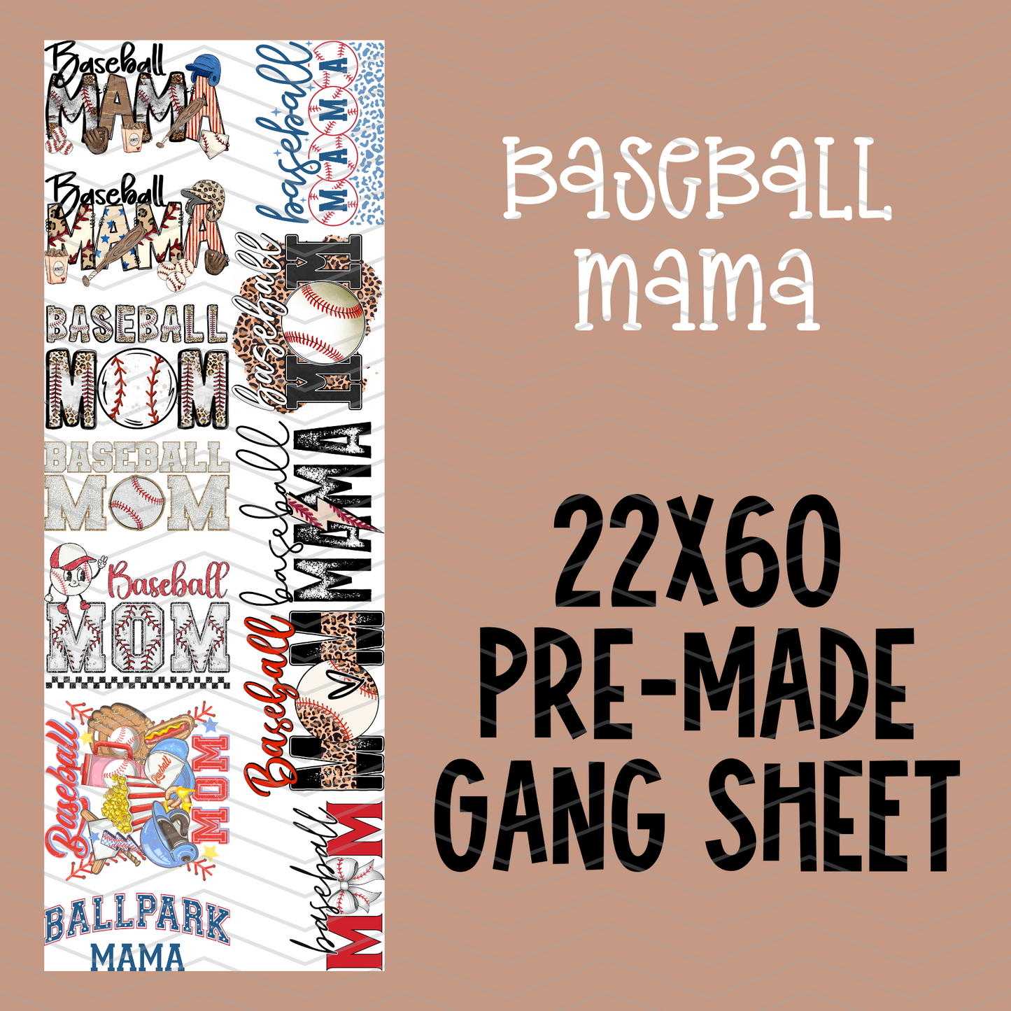 Baseball Mama Pre-Made Gang Sheet - 22x60