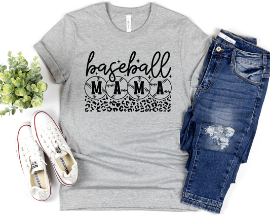 Baseball Mama leopard black