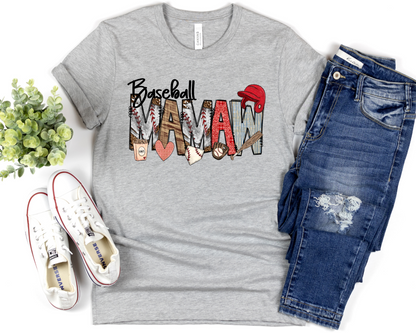 Baseball Mamaw grunge red helmet