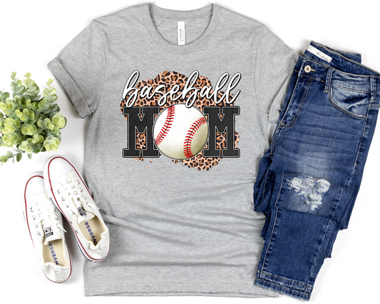 Baseball Mom Leopard Heart
