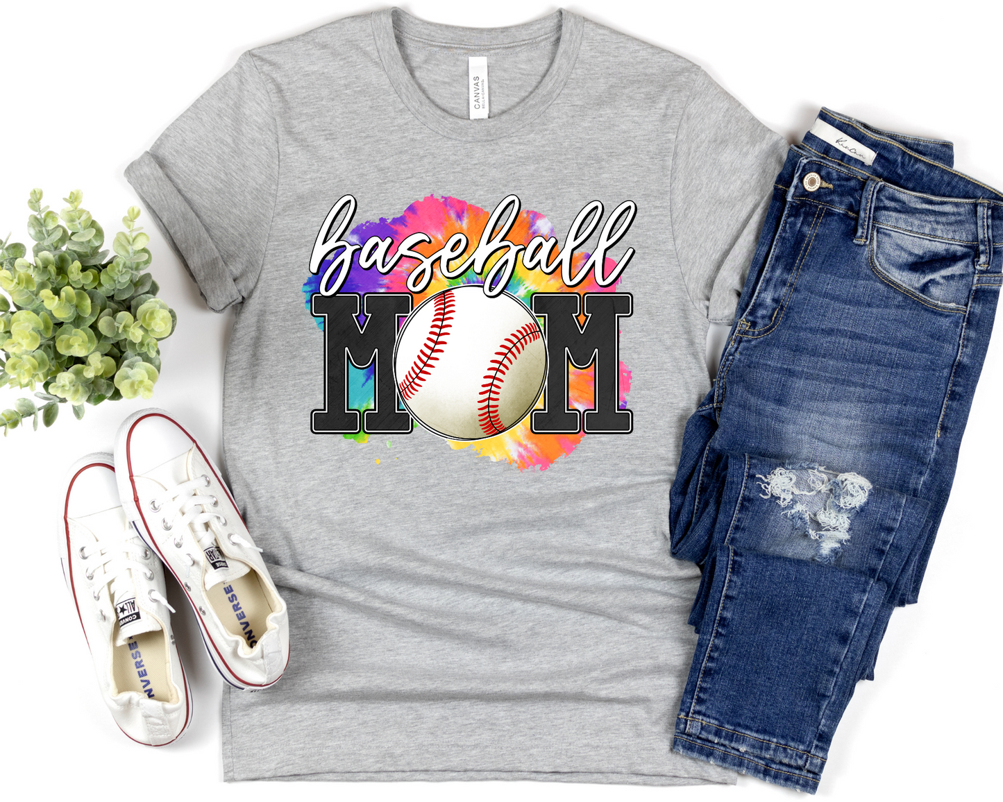 Baseball Mom Tie-Dye Background DTF TRANSFER