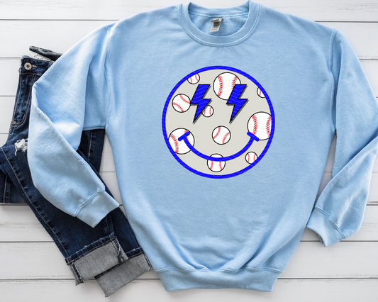 Baseball Smiley Blue