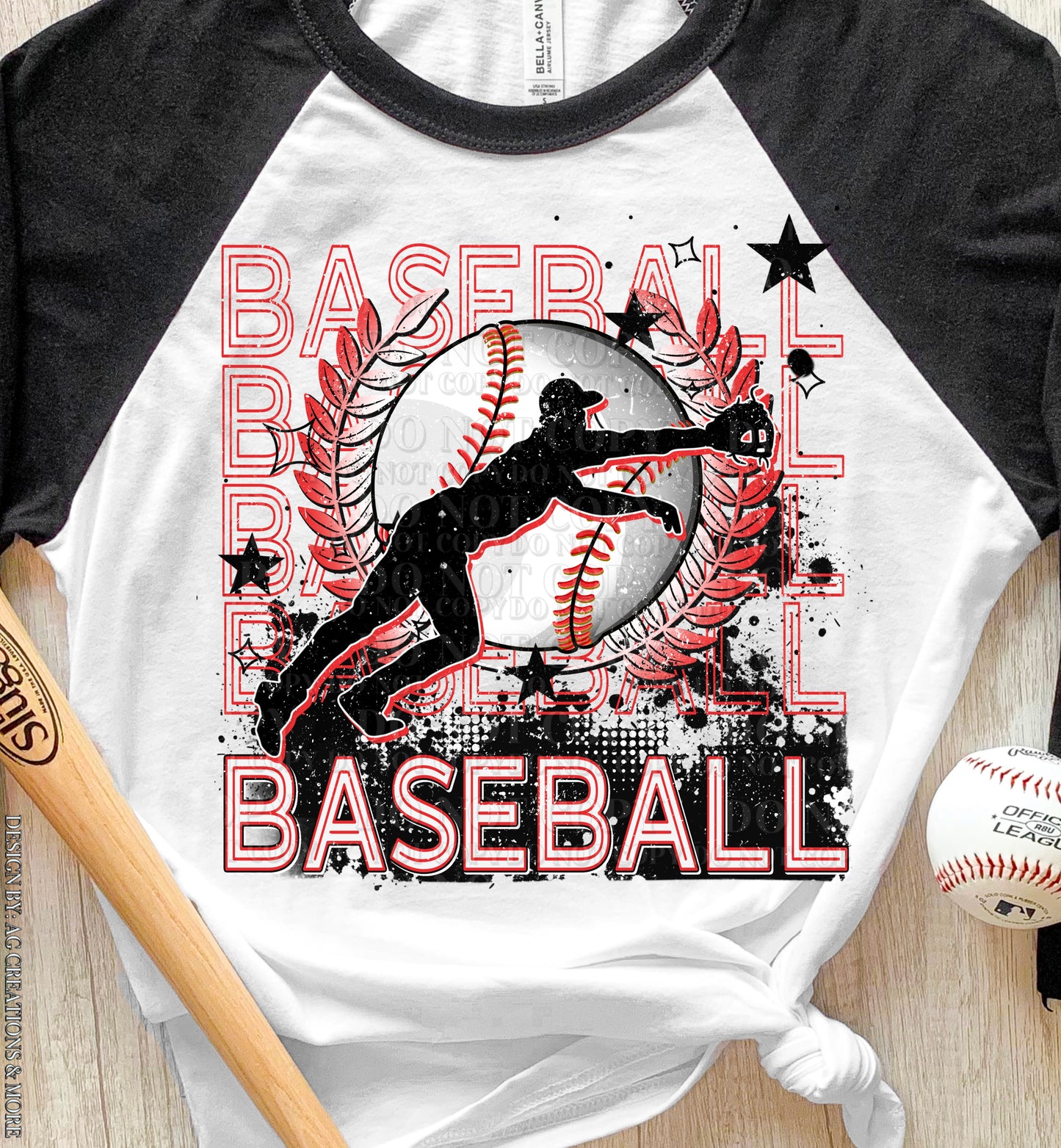 Baseball Stacked Neon DTF TRANSFER