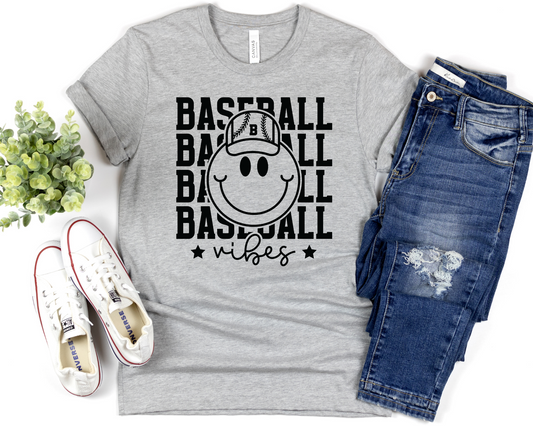 Baseball Vibes Smiley DTF TRANSFER