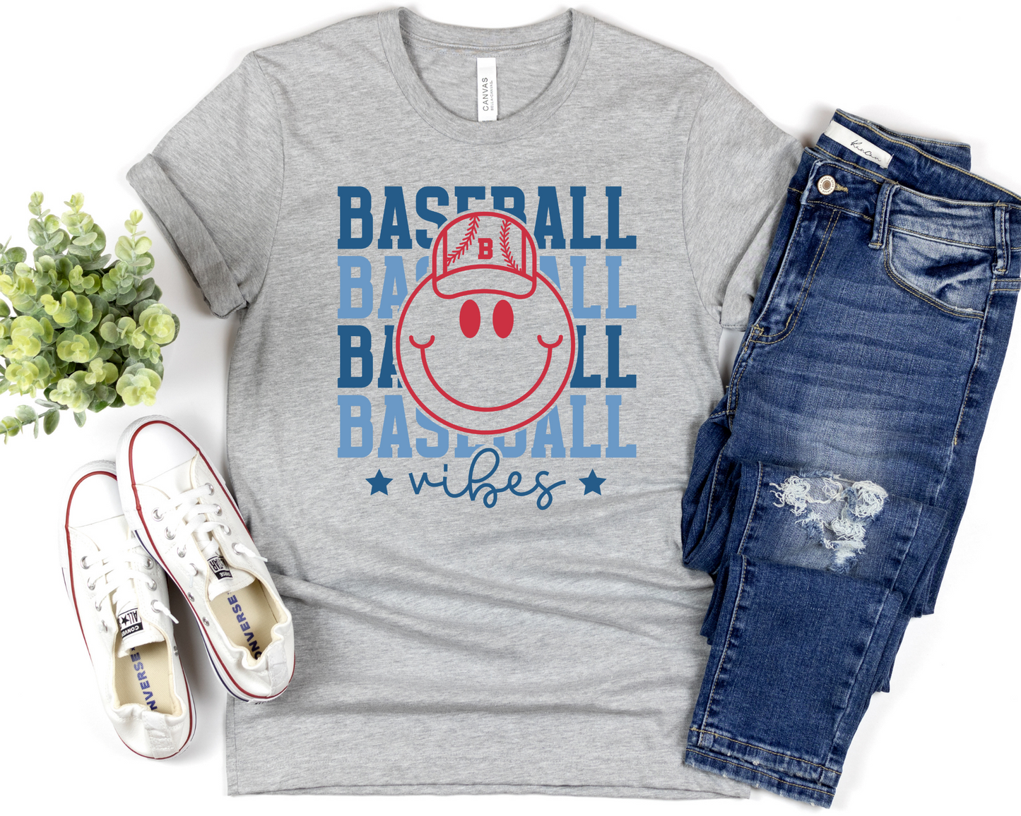 Baseball Vibes Smiley DTF TRANSFER