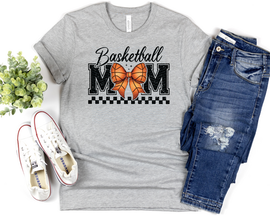 Basketball Mom Bow Checkered DTF TRANSFER