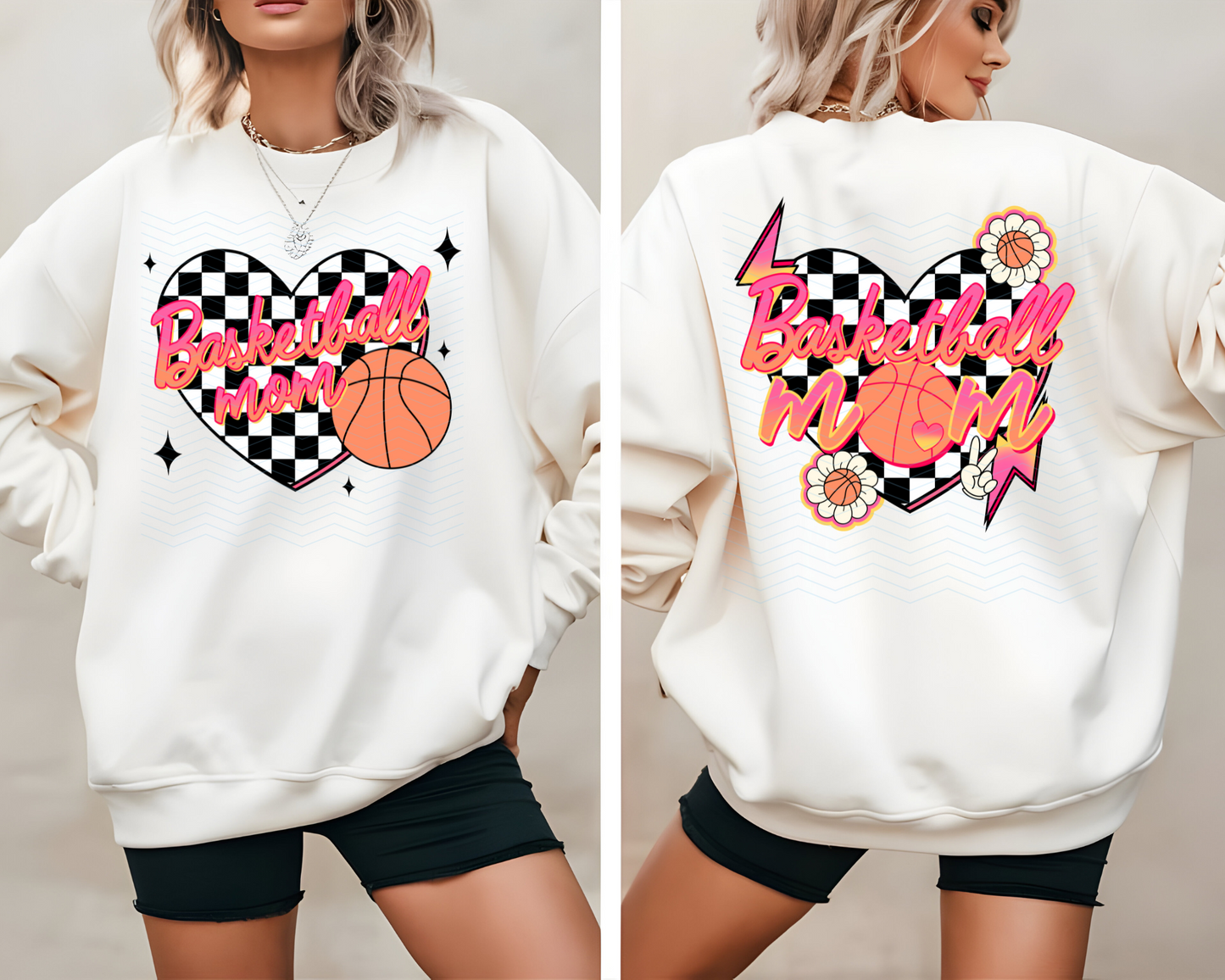 Basketball Mom Checkered Heart | 2 Styles | DTF TRANSFER