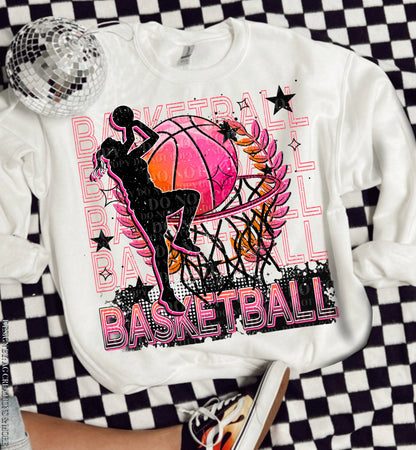 Basketball Stacked Neon Girl Pink